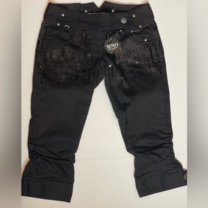 XOXO Cropped black sequins denim.  Size 5/6